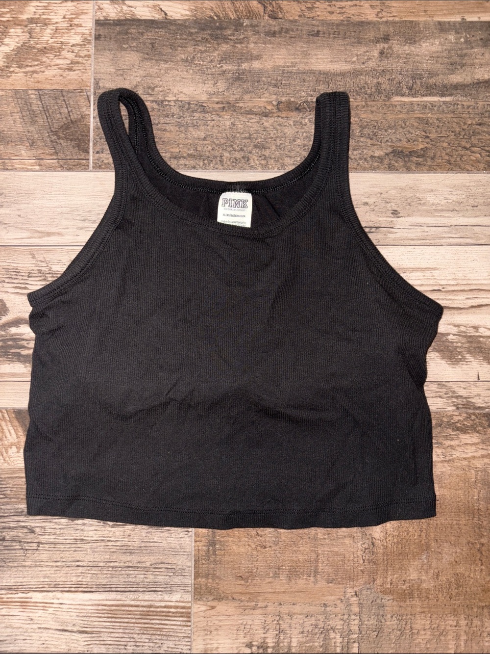 PINK Victoria's Secret Black Ribbed Crop Tank